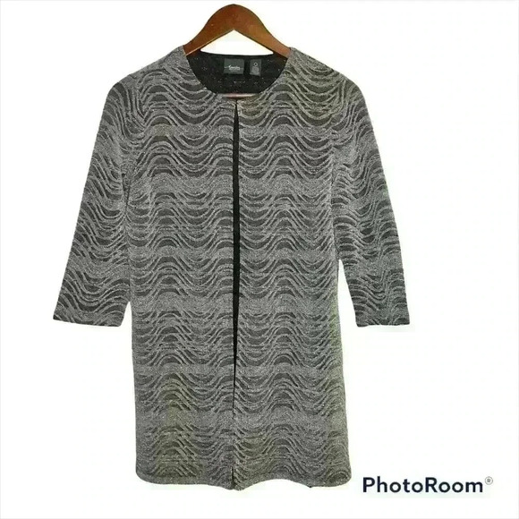 Chico's Travelers Evening Exquisite Metallic Spark Long Fly-Away Jacket … - Picture 1 of 8